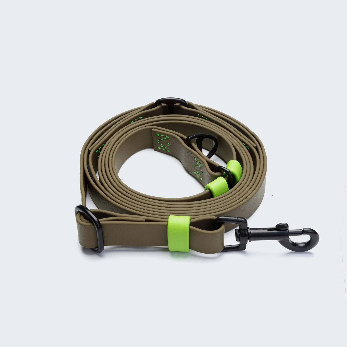 Cloud7 Freihandleine BioThane Ipanema Olive-Neongrün Hundeleine