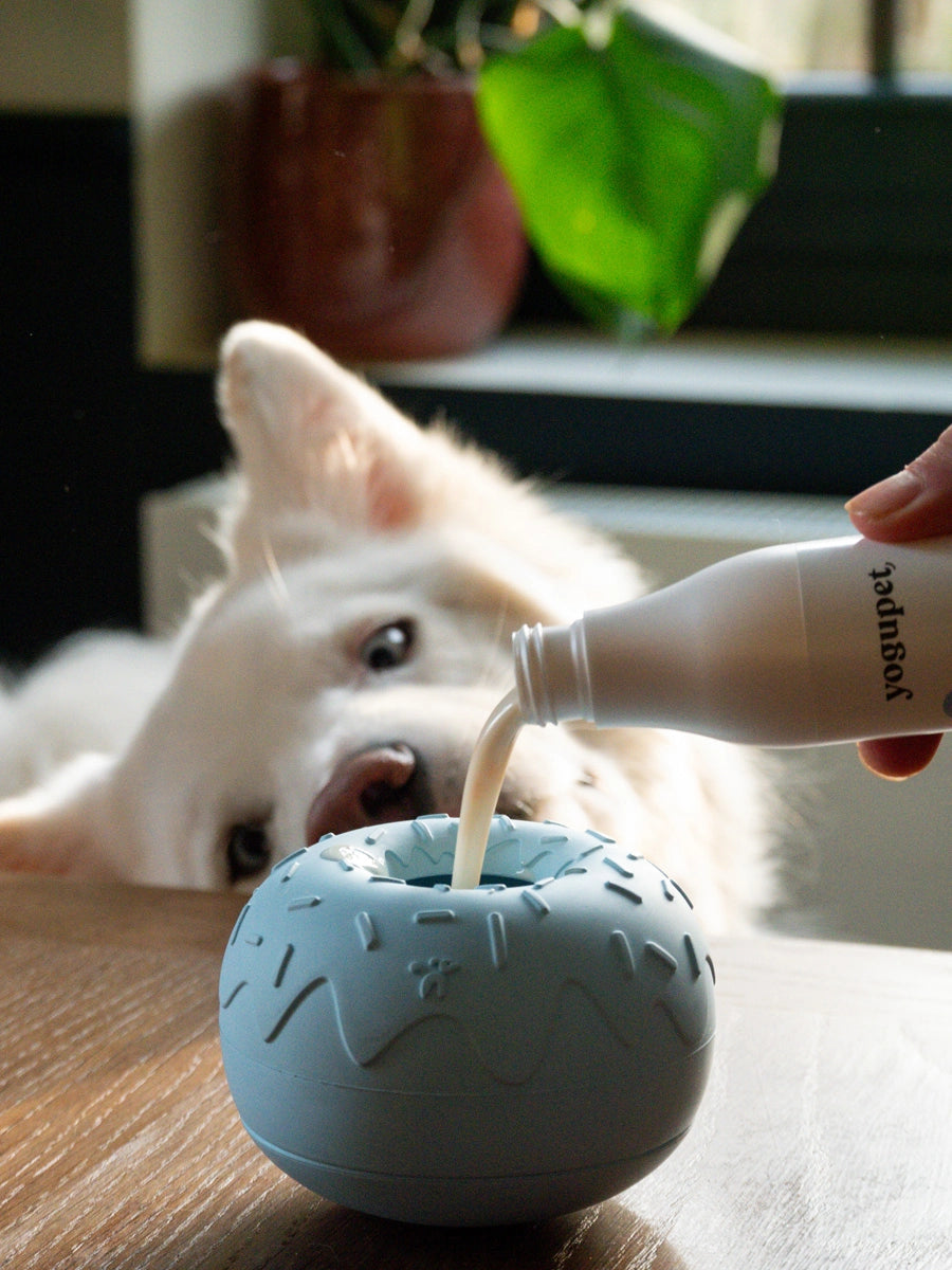 INOOKO Yoomy Donut Beschäftigungsspielzeug Himmelblau Schleckspielzeug für Hunde
