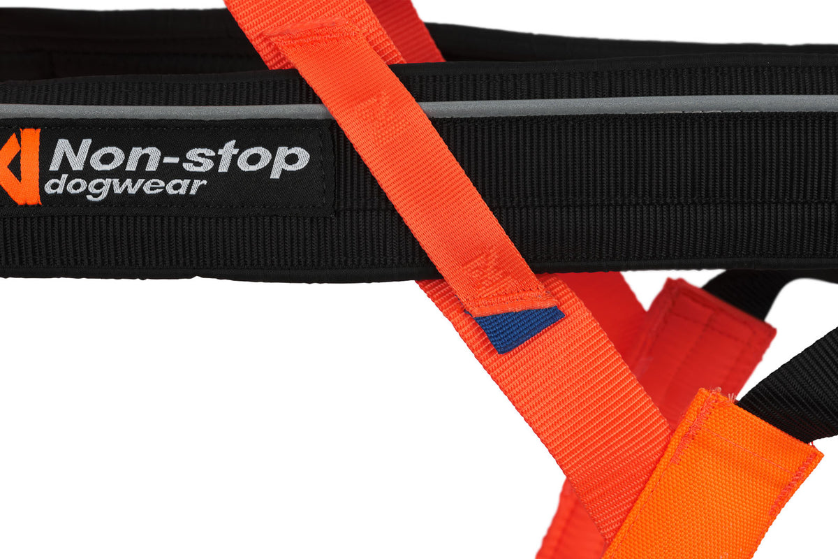 Non stop dogwear Freemotion Harness 5.0 Black Orange gepolstertes Hundezuggeschirr Caniwalk