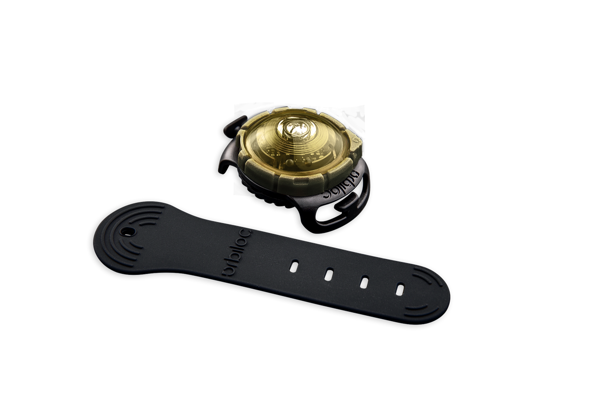 Orbiloc Dog Dual Adjustable-Strap Gold LED-Safety-Light