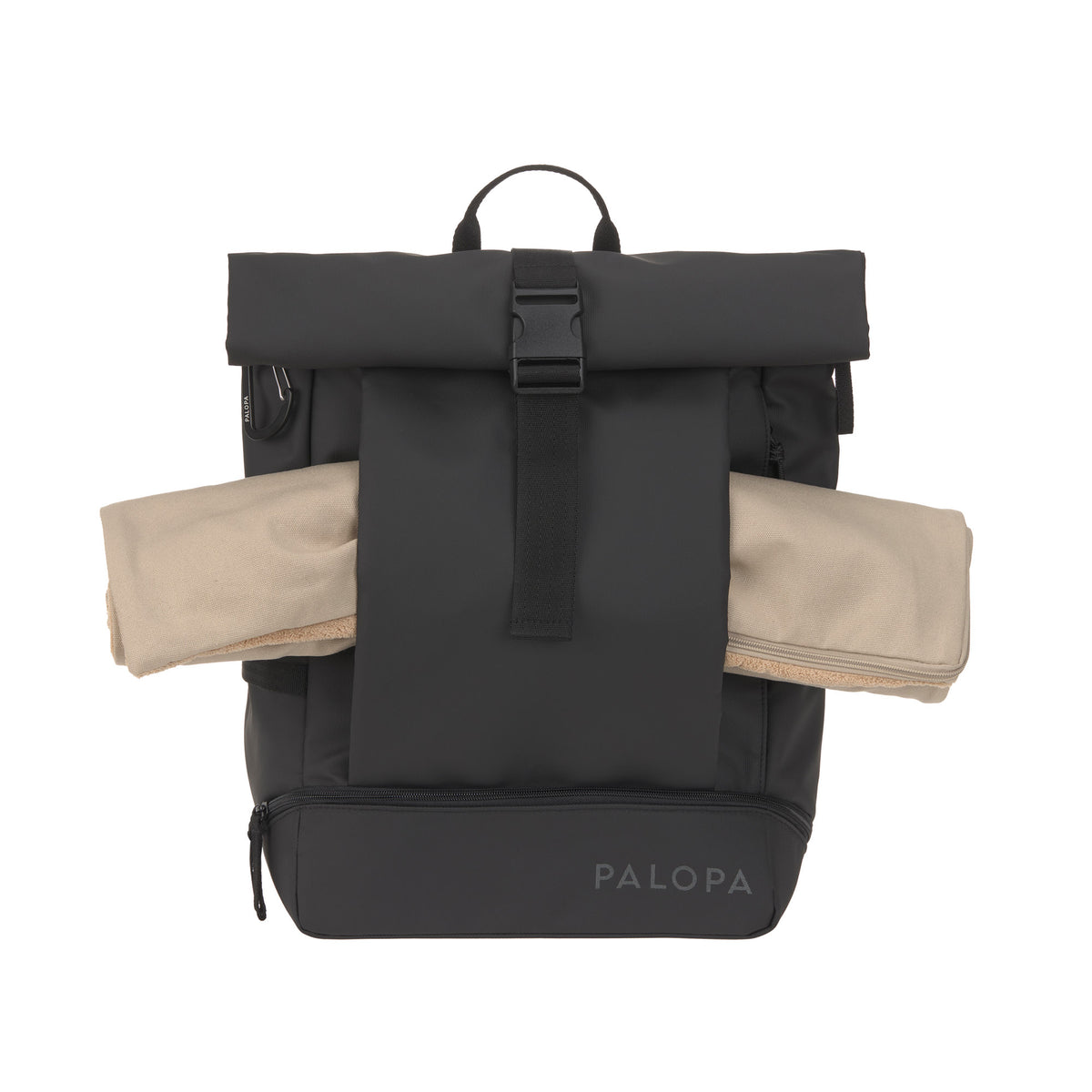 PALOPA Rucksack Rolltop Yoska Schwarz Unterwegs mit Hund