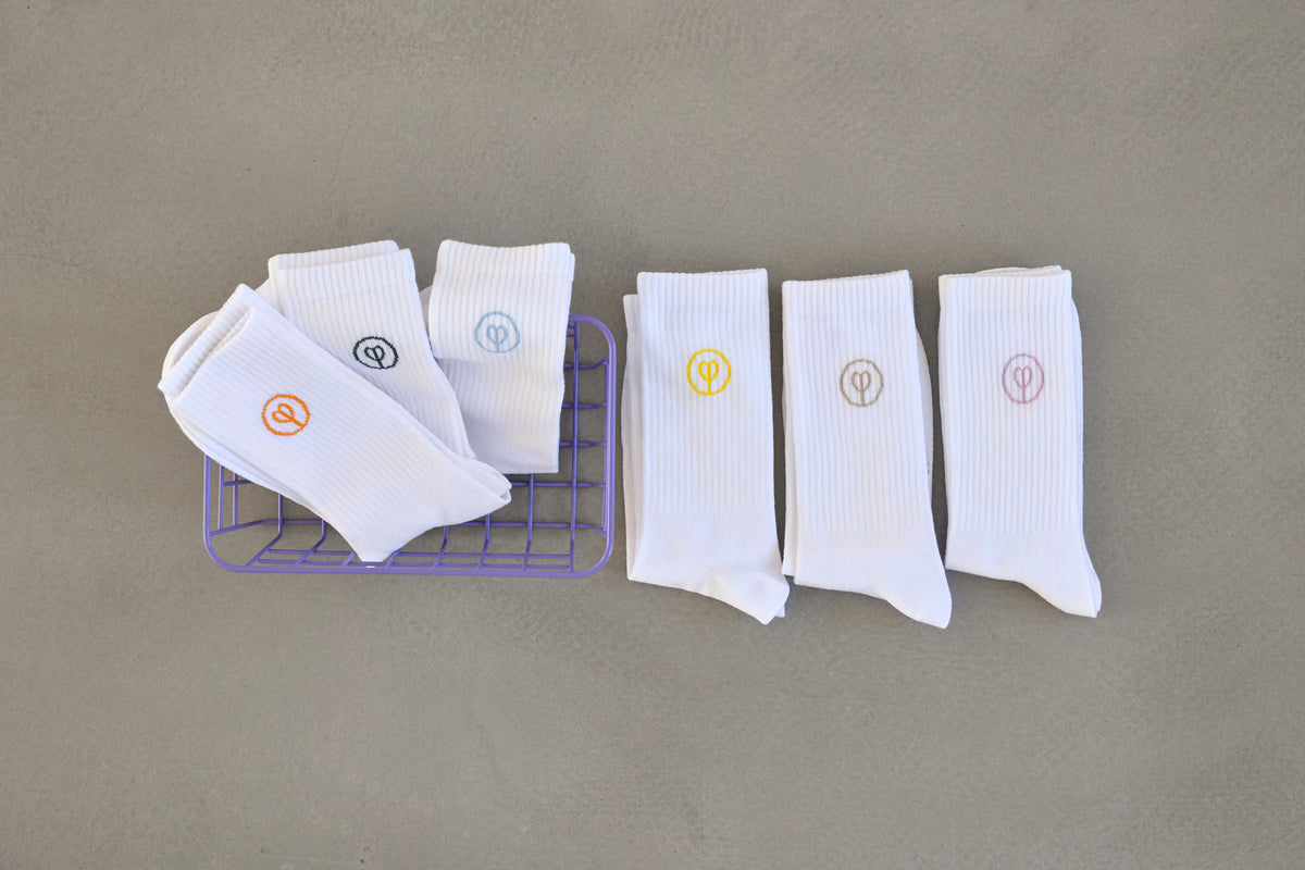 PALOPA Tennis Socken GOTS Logo Orange Blue Grey Socken Hundemenschen