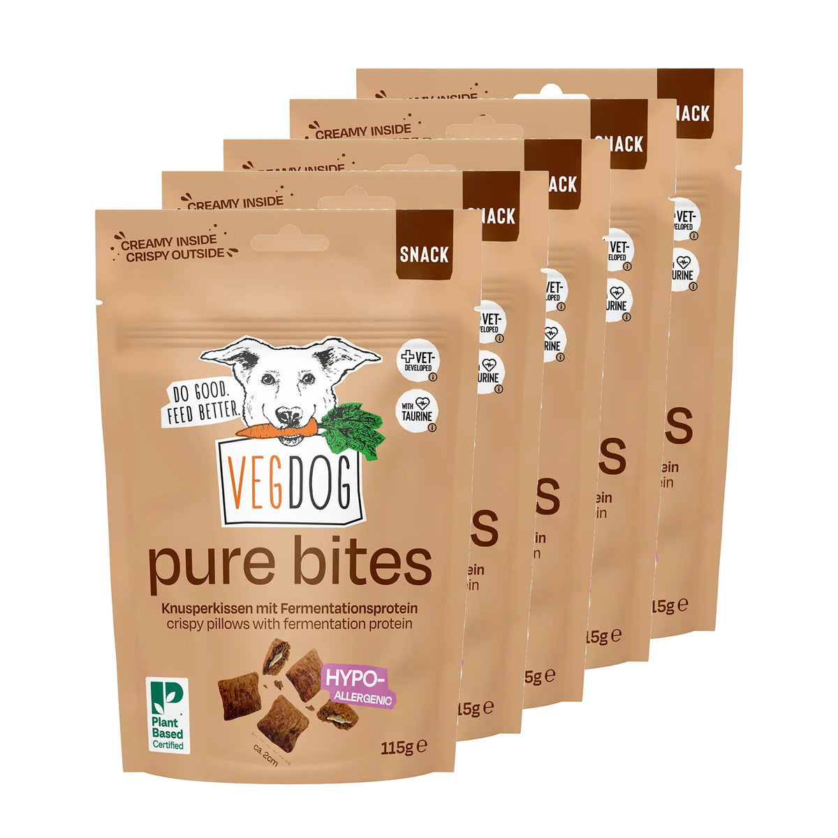 Set 5 x VEGDOG Pure Bites Hundensack vegan Hundeleckerlis vegan Hundesnack gesund