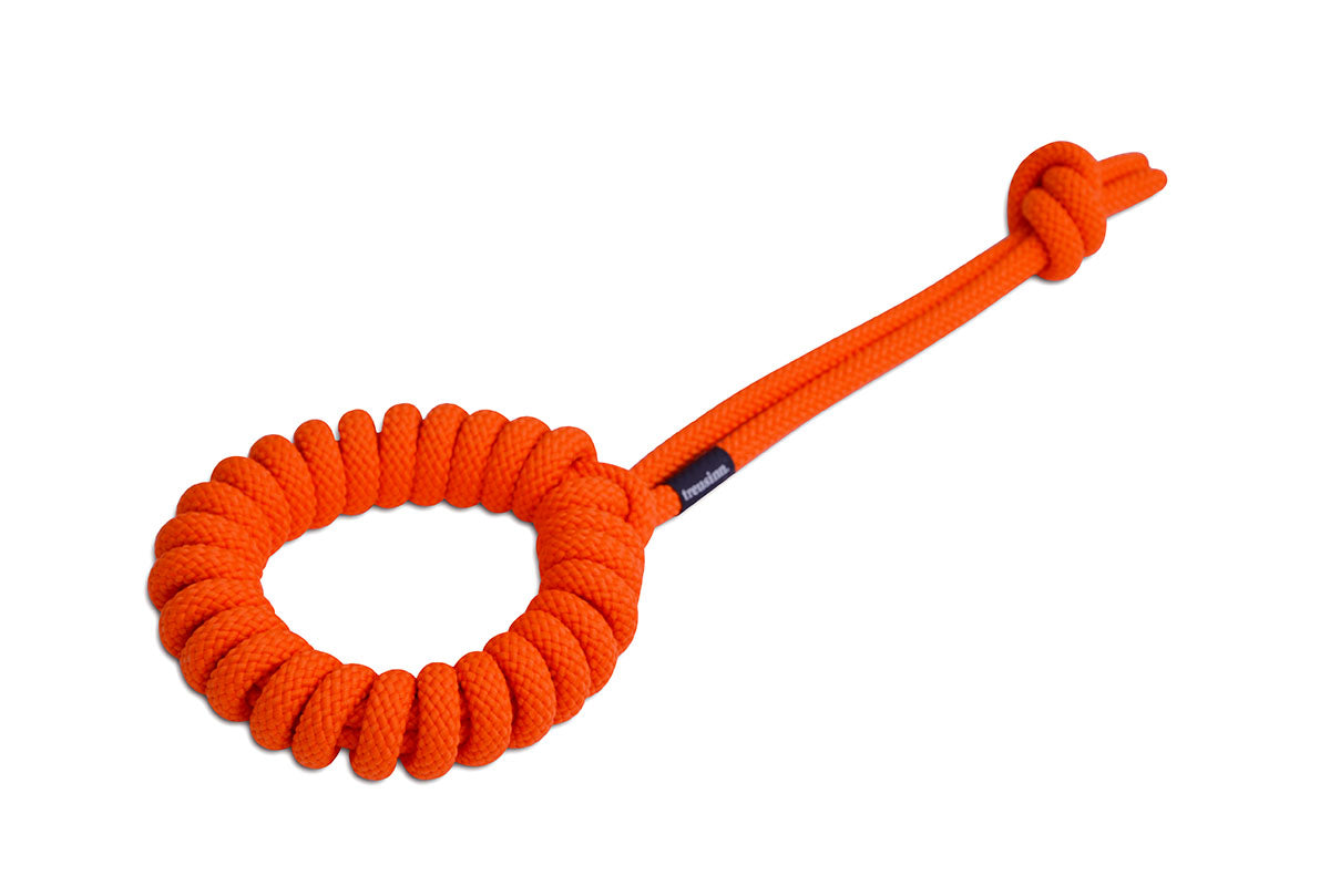 Treusinn Eco Tau-Spielzeug Loopy Orange Wurfspielzeug für Hunde Apportieren mit Hund Beschäftigungsspielzeug für Hunde