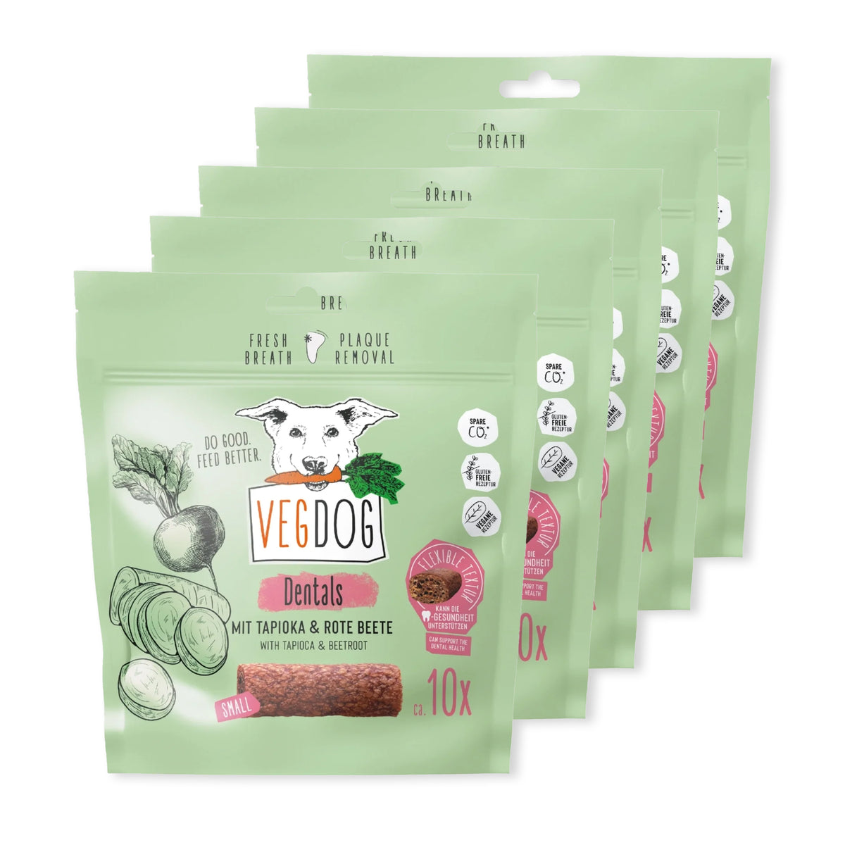 VEGDOG Bundle: 5 Dentals Zahnpflege Hund Kausnack vegan
