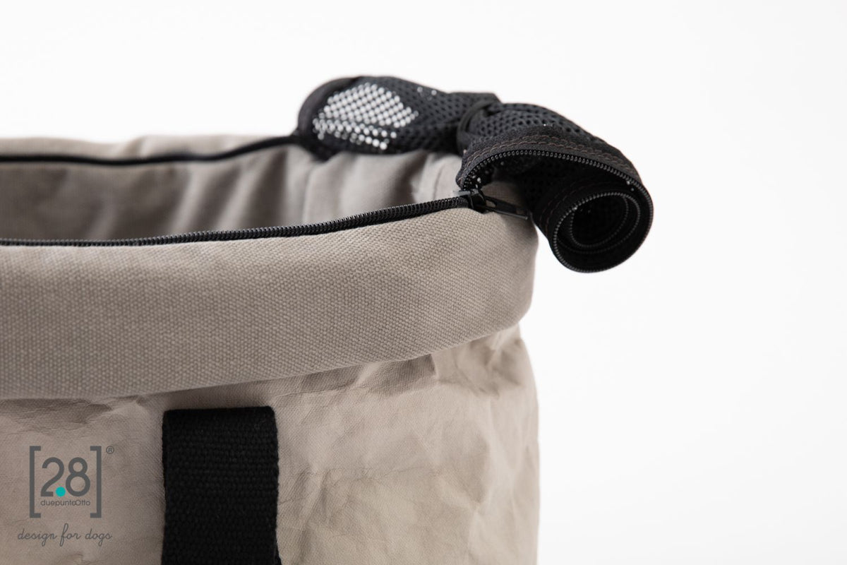 2.8 duepuntootto Dorothea Paper Dog Bag Grey Lining Canvas praktische Hundetasche