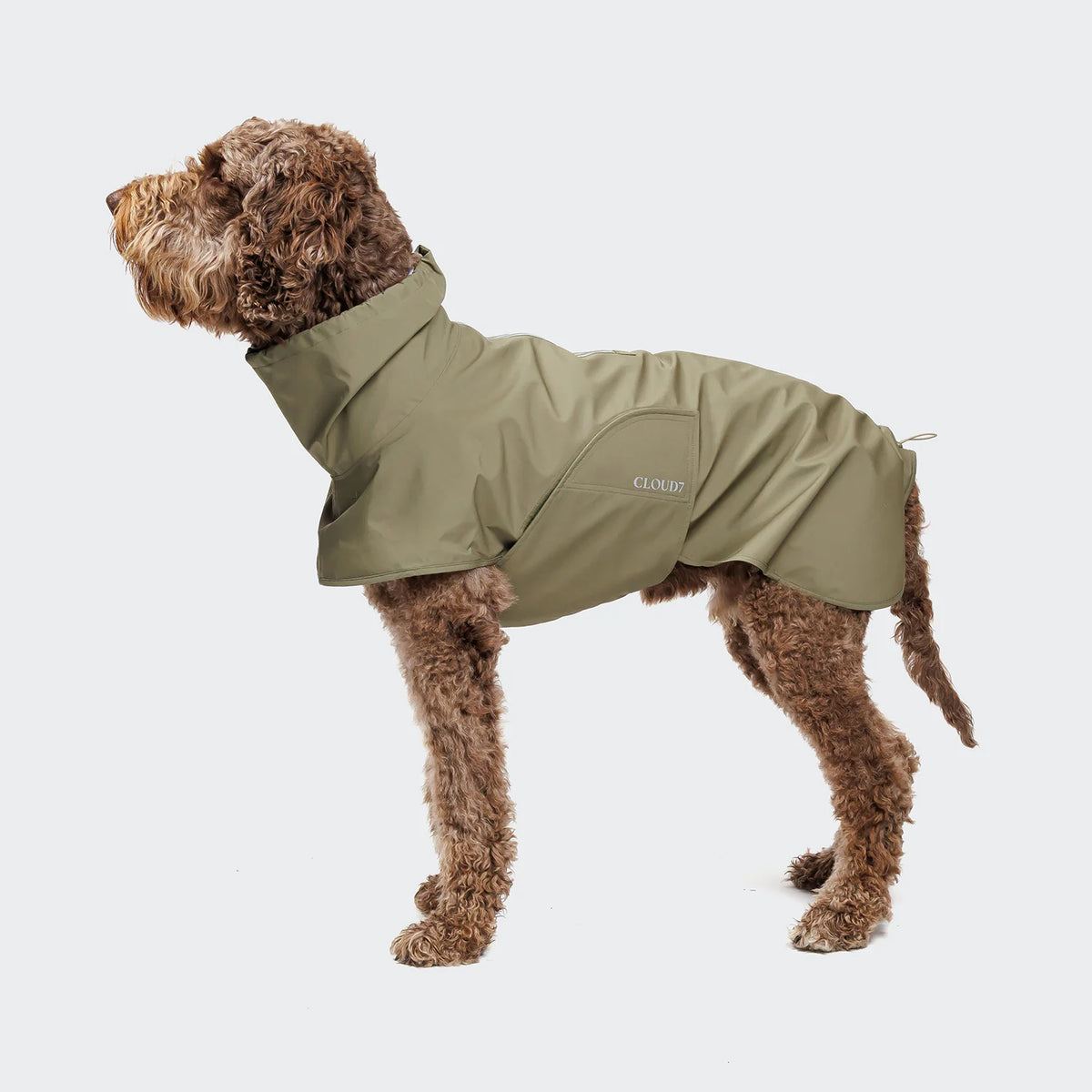 Cloud7 Hunderegenmantel Helgoland Olive Hundemantel wasserdicht wasserabweisend mit Bauchschutz