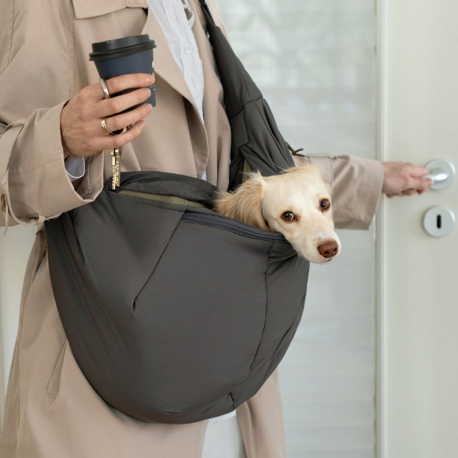 Cloud7 Hundeumhängetasche LTTL Puffer Dark Grey Khaki Hundetragetasche zum Umhängen