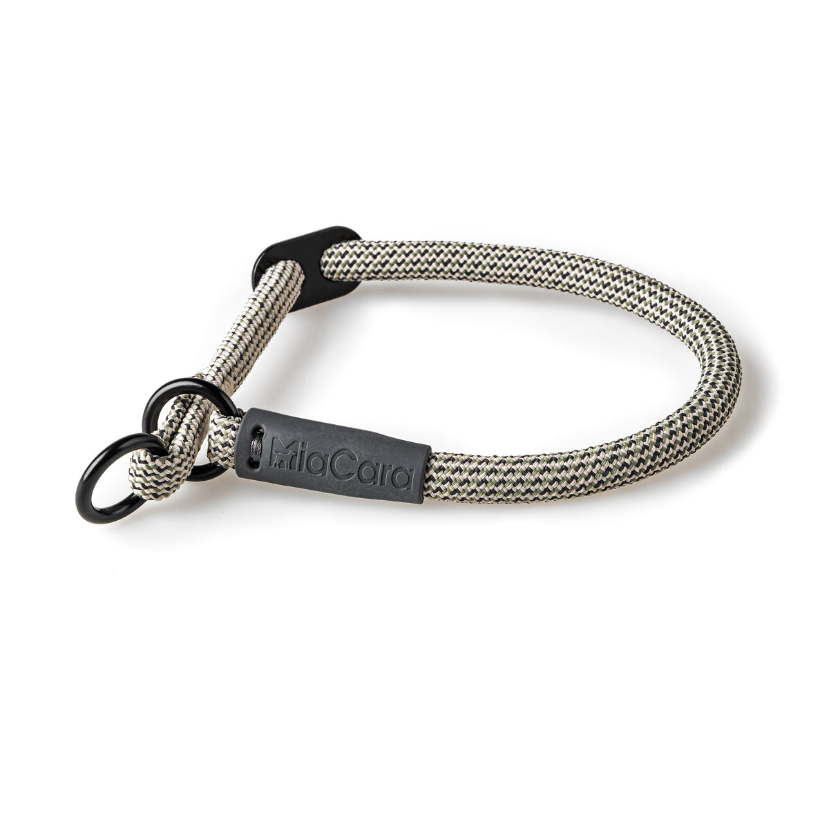 MiaCara Monza Hundehalsband Designer Asphalt Greige Grolive Zugstopp Halsband Hund Gassigehen