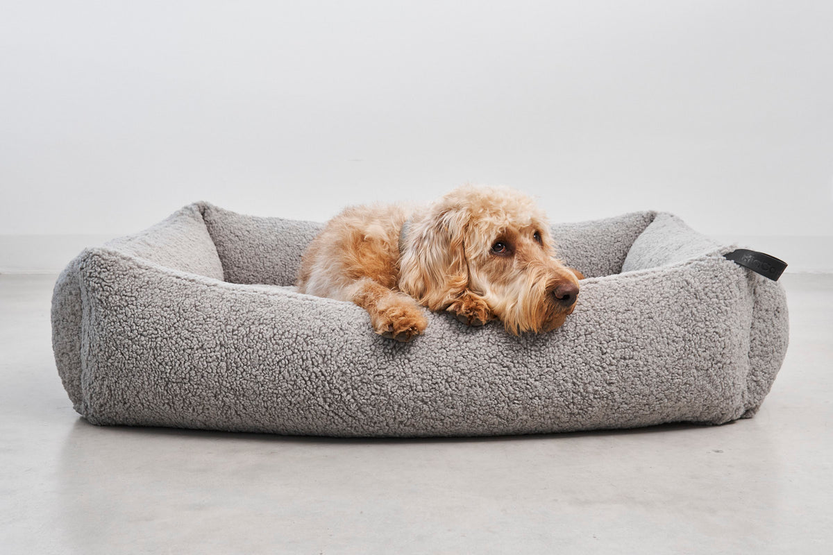 MiaCara Senso Box-Bett Kiesel Boucle Hundebett waschbar