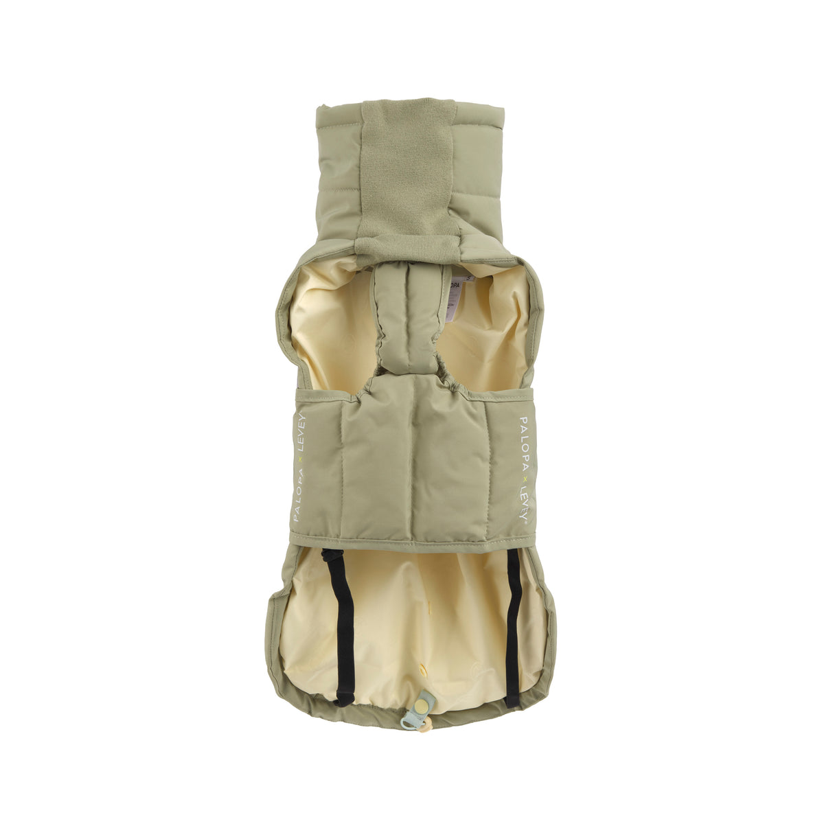 PALOPA X LEVEY Hunde Wintermantel Nolia Pale Olive LONG Hundemantel mit Bauchschutz