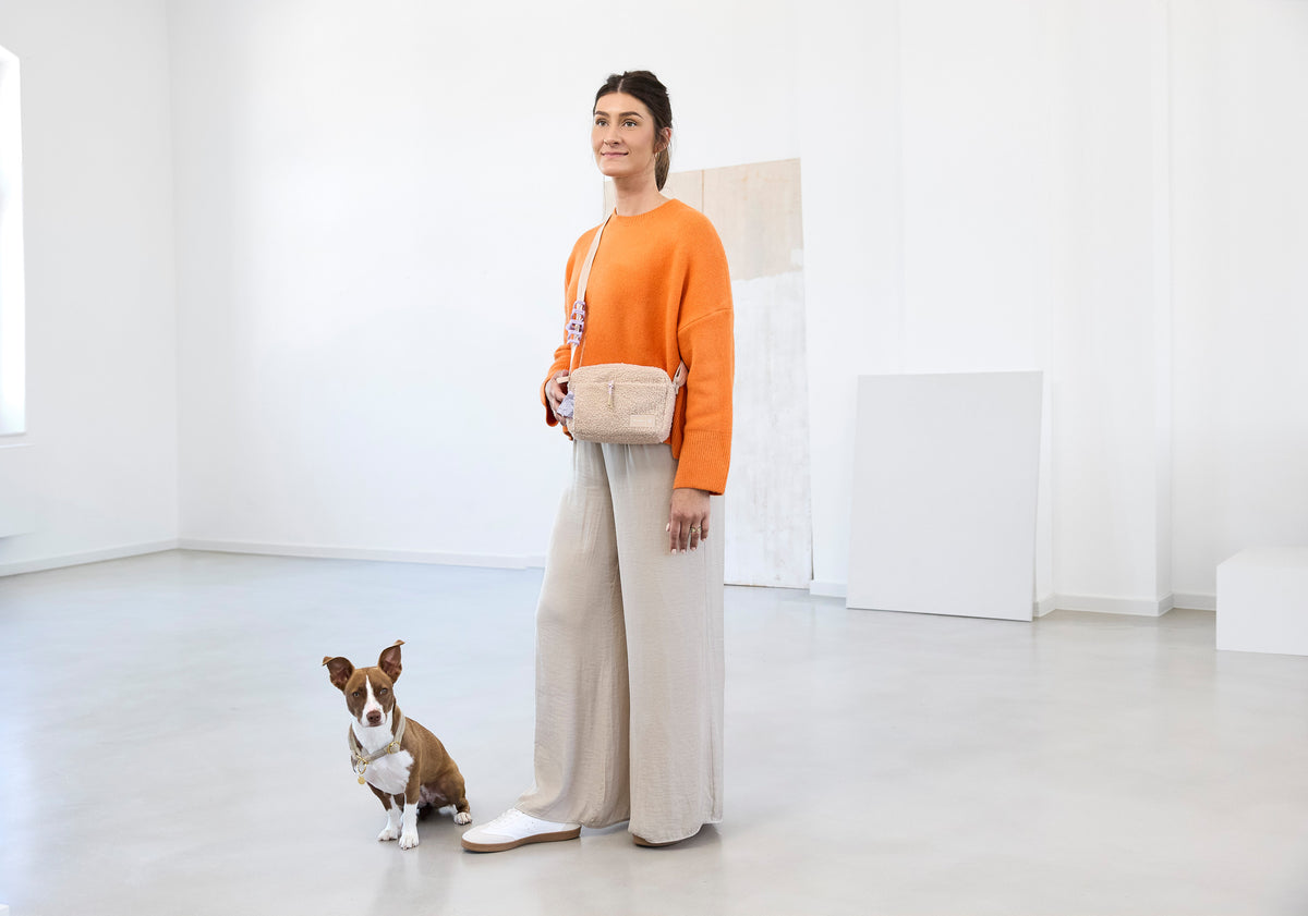 PALOPA Square Bag Noka Teddy-Fleece Beige - Limited Edition Crossbody Bag Umhängetasche Teddy Plüsch Bouclé