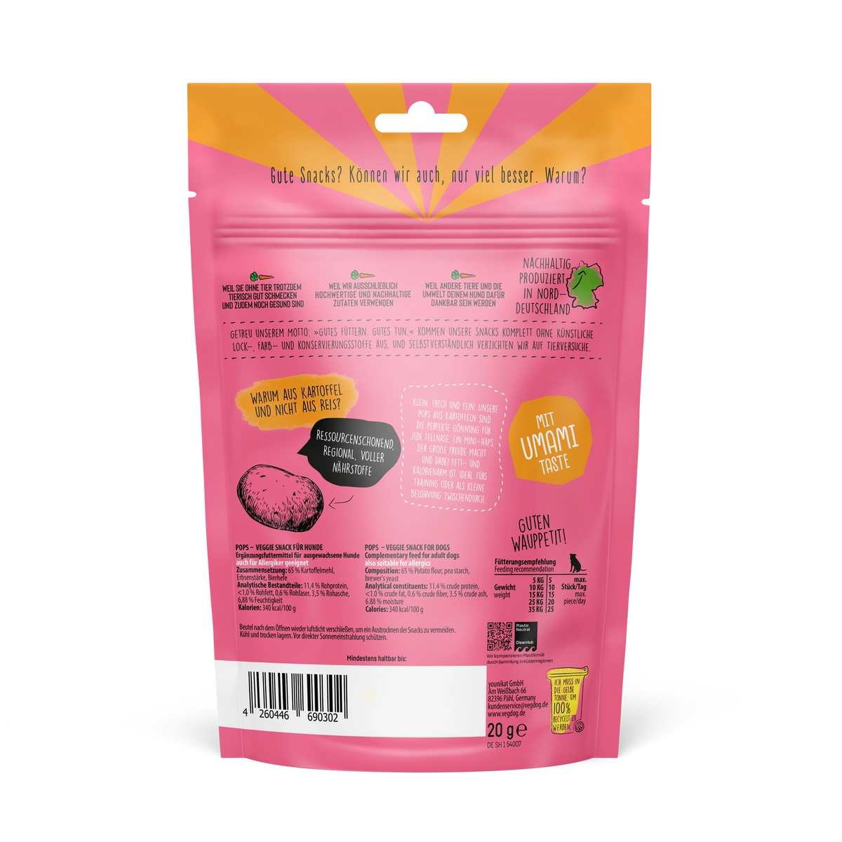 VEGDOG Pops Hundefutter vegan Hundefutter für Allergiker