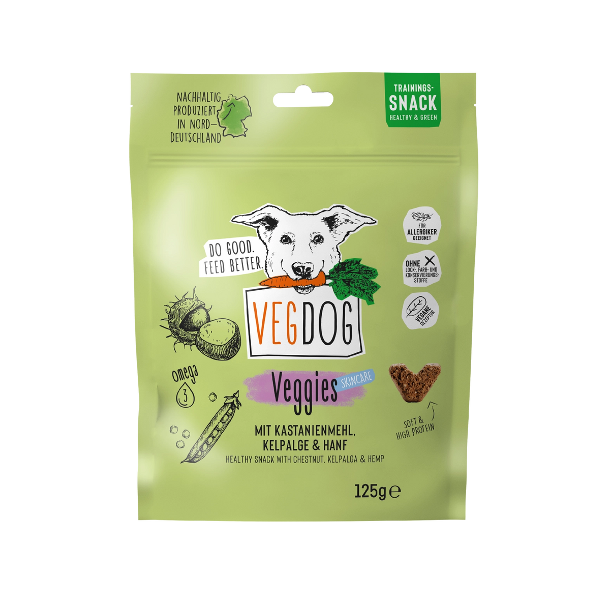 VEGDOG VEGGIES skincare Hundesnack pflanzlich für Allergiker